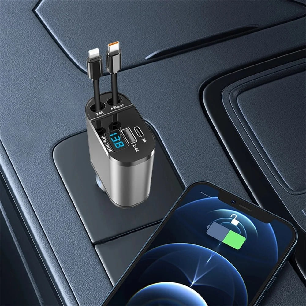 4-in-1 Retractable Car Charger
