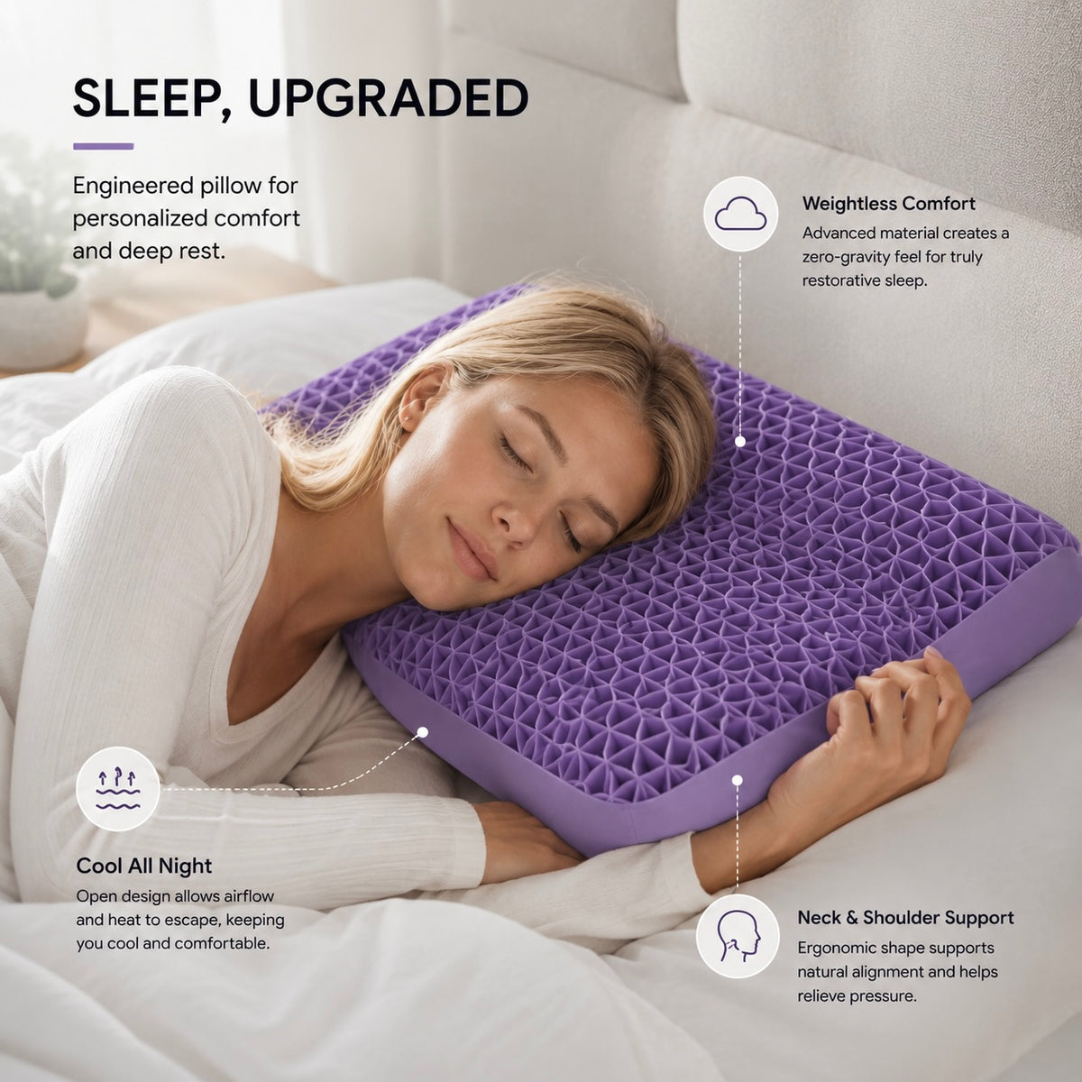 Lurixify® Honeycomb Technology Sleep Pillow